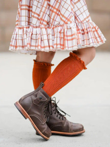 Pumpkin Spice Lace Knee High Socks