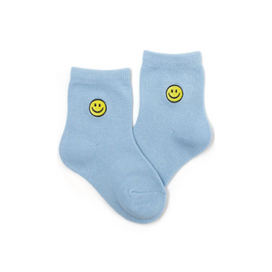 Blue Smiley Emb. Midi Socks