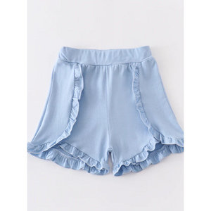 Blue Ruffle Shorts