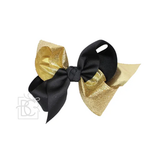4.5" Gold Glitter & Black Knot Bow