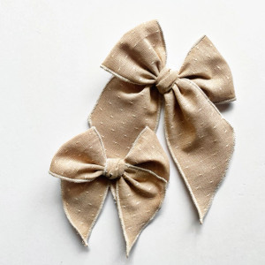 Cream Textured Dot Small Bow