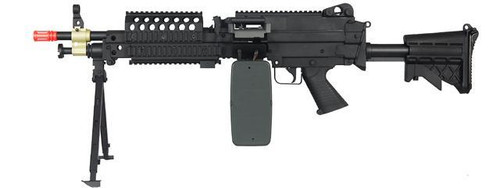 Lancer Tactical Full Metal M240 Airsoft AEG Squad Automatic Machine Gun  with Box Magazine (Color: Black)