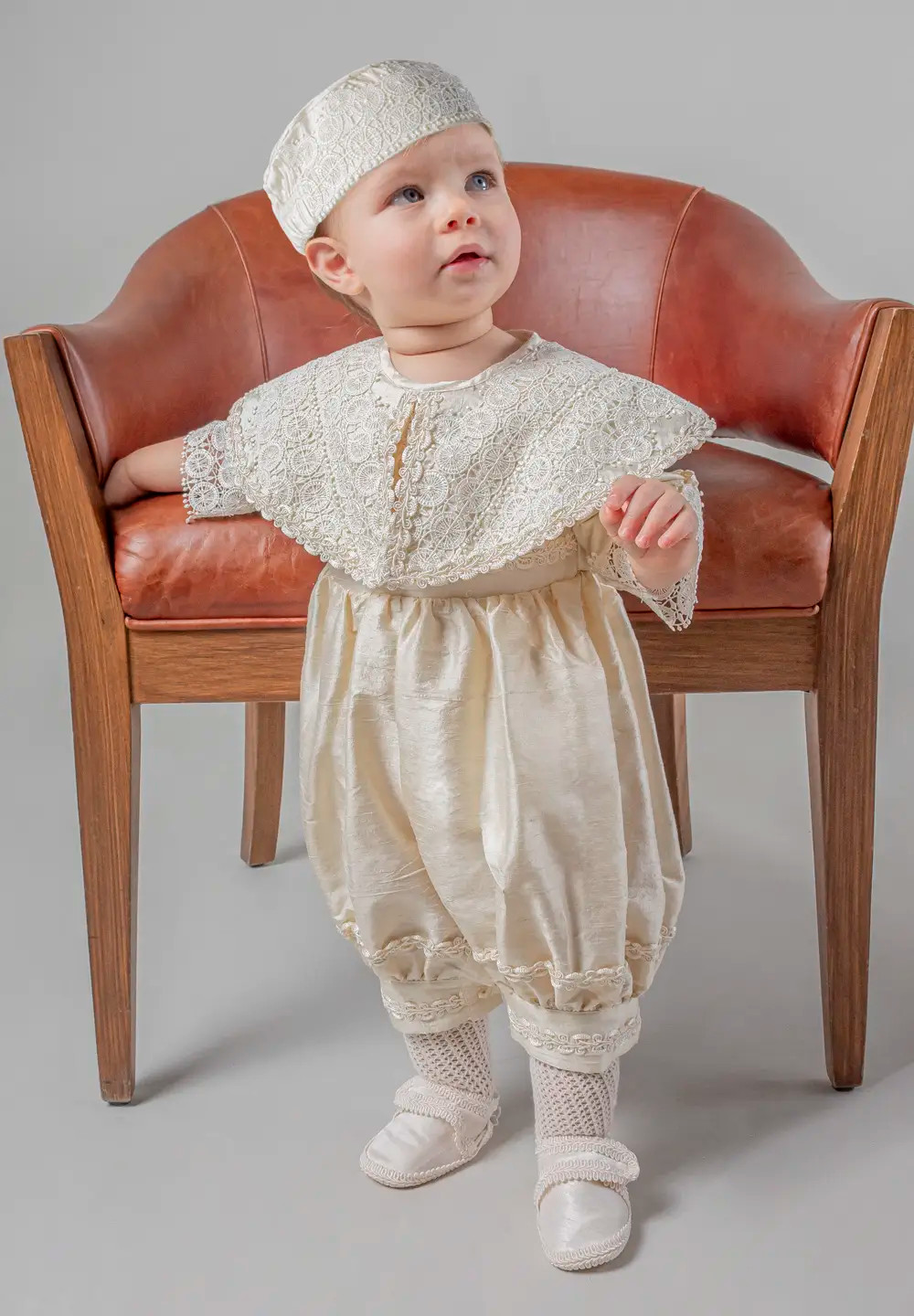 Ropón de bautizo tipo Principe P50 Beige Ropones para Bautizo