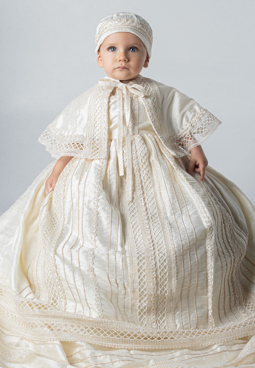 Luca Gobbi Ropon Bautizo Ropón De Bautizo E27 Para Niño Beige