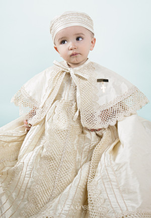 Ropón de bautizo E27 clásico para niño beige