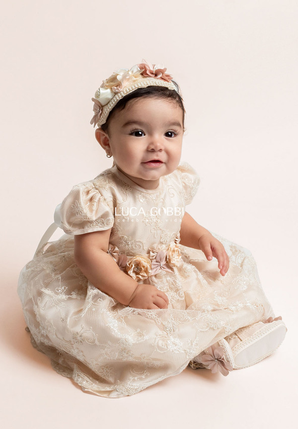 Vestido de bautizo B52 para niña beige