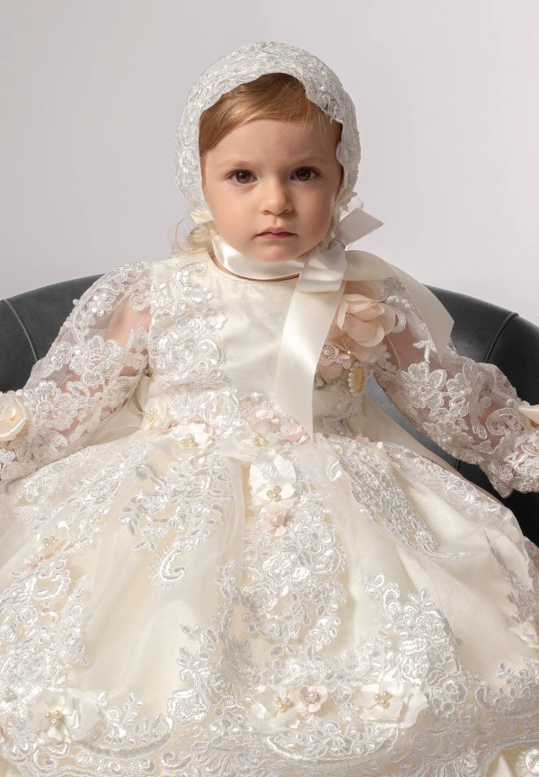 Ropón de bautizo P60 para niña Ivory