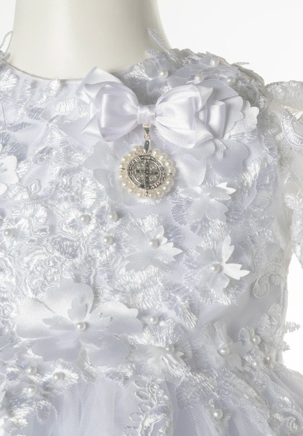 Ropón de bautizo M55  para niña Blanco