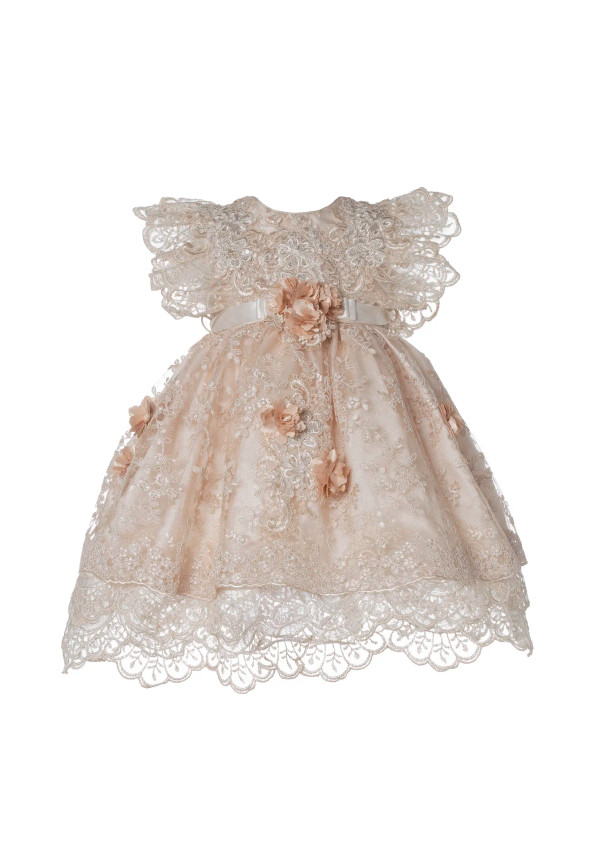 Ropón corto de bautizo para niña M60 beige