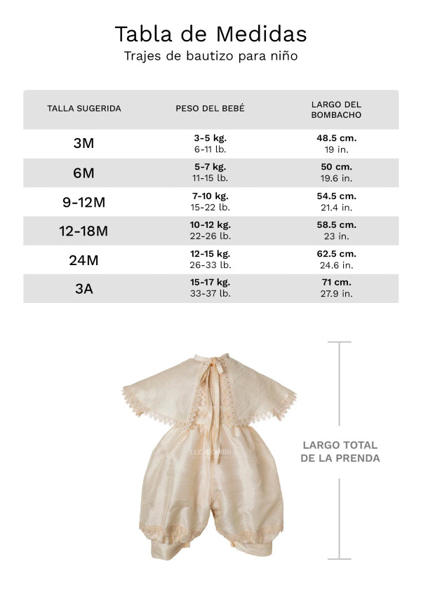 Traje de bautizo E55 para niño Beige