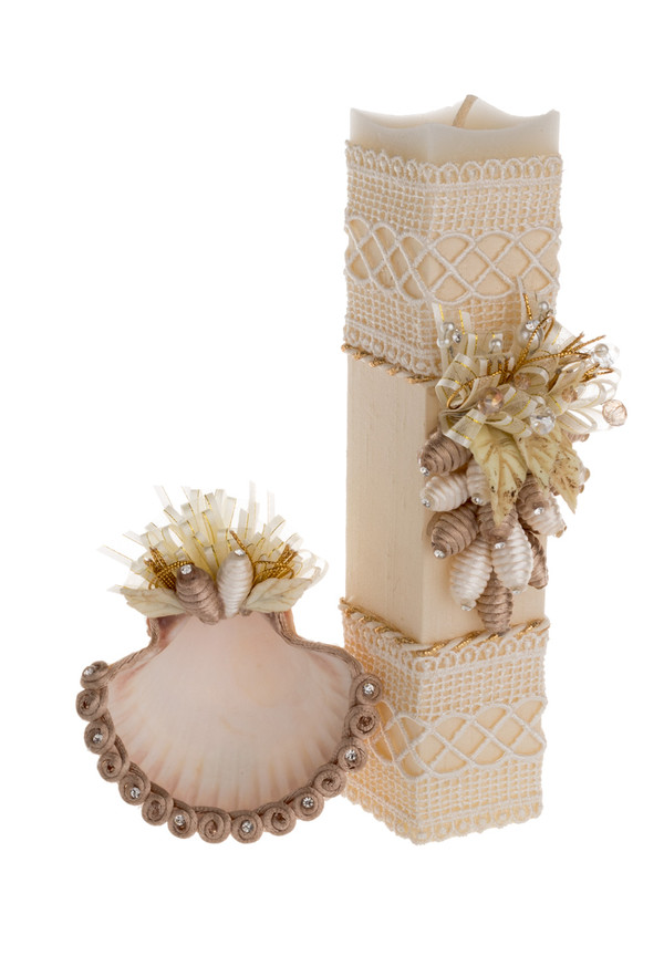 Ropón de bautizo E27 para niño beige