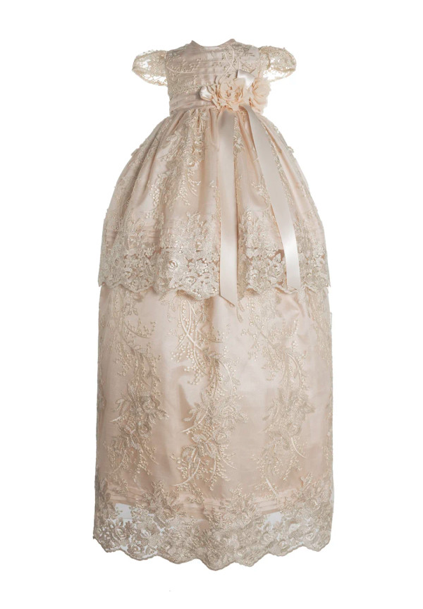 Ropón de bautizo A70  para niña Beige