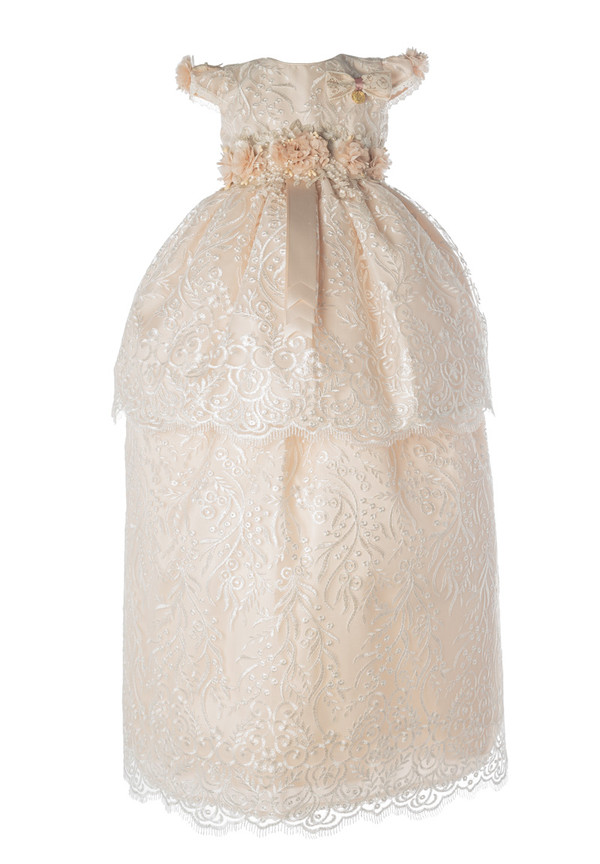 Ropón de bautizo Y30 para niña champagne