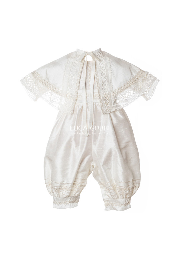 Ropón de bautizo E27  para niño perla