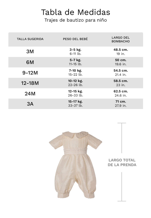 Traje de bautizo A06 para niño Beige