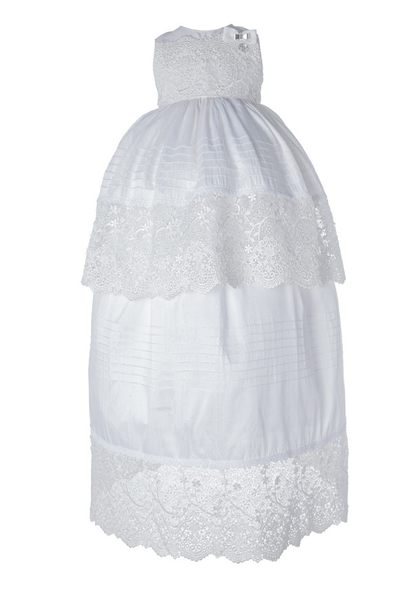 Ropón de bautizo S06 Seda Blanco para niña