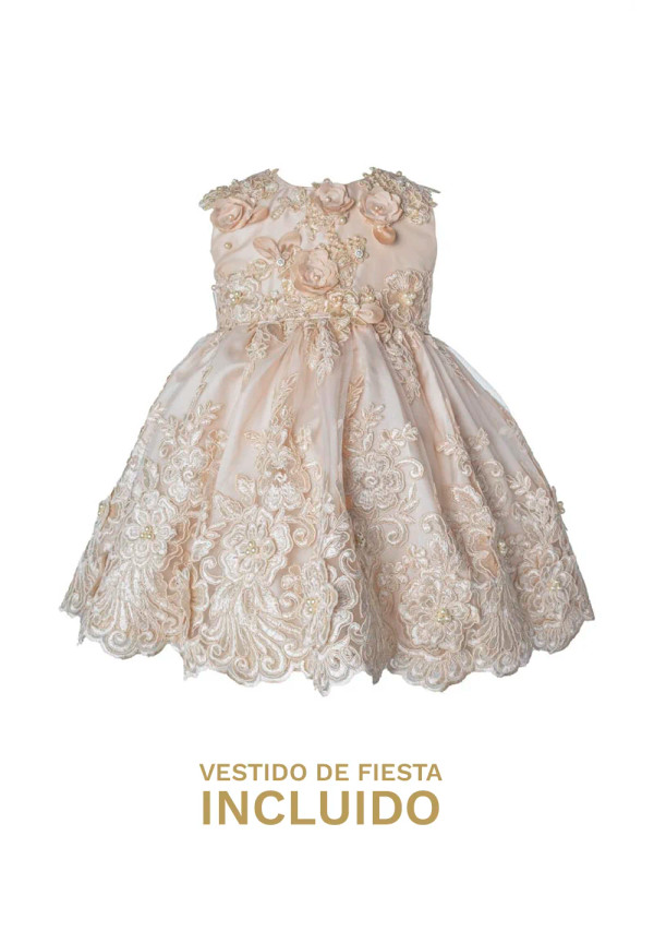 Ropón de bautizo S60 para niña beige