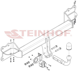 Tow Bar for VW Touareg I fits 2002 to 2010
