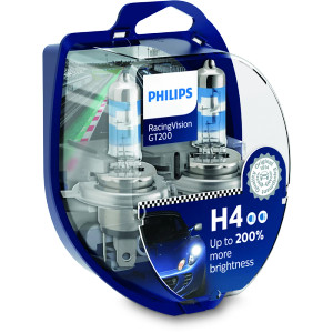 H4 BULB PHILIPS RACING VISION GT200 + 200% MORE BRIGHTNESSBULK H4 BULB PHILIPS RACING VISION GT200 + 200% MORE BRIGHTNESSBULK