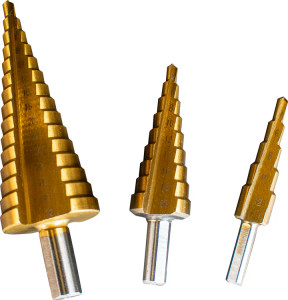 POWERHAND 3Pc HSS-Tin Step Drill Bit Set