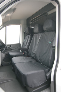 Seat Covers for Volkswagen Crafter (2017+) and MAN TGE (2017+) Double fixed passenger seat covers Black Seat Covers for Volkswagen Crafter (2017+) and MAN TGE (2017+) Double fixed passenger seat covers Black