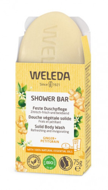 Weleda jabón de ducha sólido de jengibre + petitgrain 75 g
