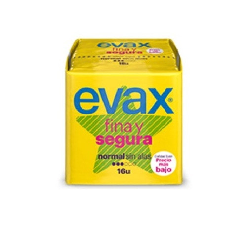 Compresas higiénicas femeninas evax fina y segunormal 16 compresas