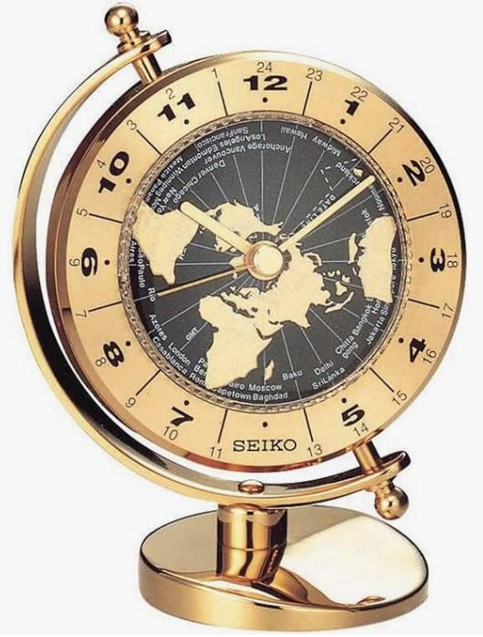 Seiko World Time Mantel Clock QHG106G | Amber Trading UK