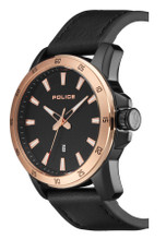 Police TROMSO Men's Quartz Watch Date Black Leather Strap Black Dial - 15526JSBR/02