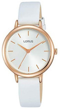 Lorus Women's Analogue Watch with White Leather Strap & White Dial RG246NX8