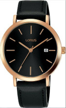 Lorus Men's Analogue Watch with Date & Black Leather Strap RH934JX9