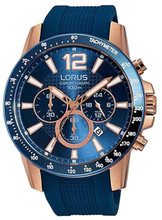 Lorus Men's Chronograph Watch with Silicon Strap & Blue Dial RT392EX9