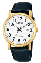 Lorus Men's Analogue Classic Watch with Date Display, Black Leather Strap & White Dial RG836CX9