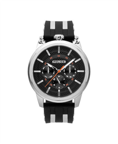 Police UPSIDE Men's Quartz Watch Black Silicone Strap Black Dial - 15141JS/02P