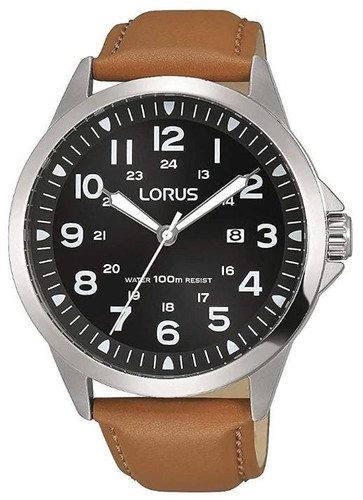 Lorus Men's Analogue Watch with Date & Brown Leather Strap RH933GX9