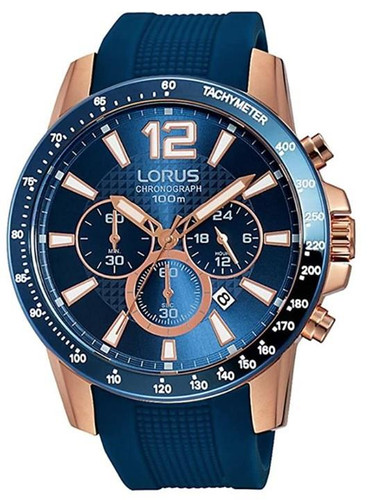 Lorus Men's Chronograph Watch with Silicon Strap & Blue Dial RT392EX9