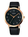Lorus Men's Analog Quartz Watch with Date and Leather Strap Black Dial - RH938JX9