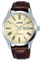 Lorus Men's Analogue Watch with Day/Date & Brown Leather Strap RXN53DX9