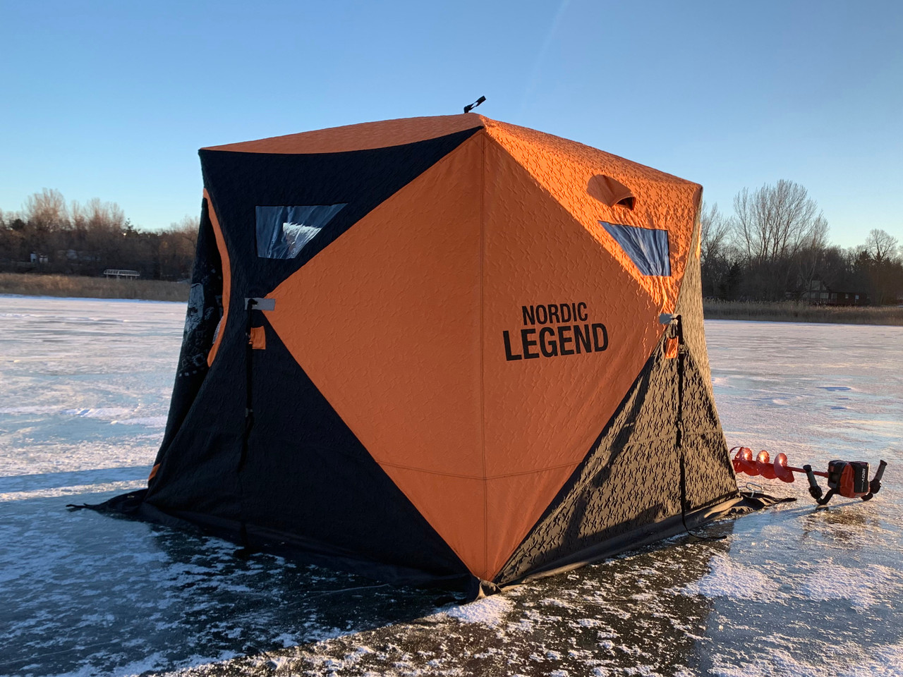 Ice fishing shelter on clearance sled