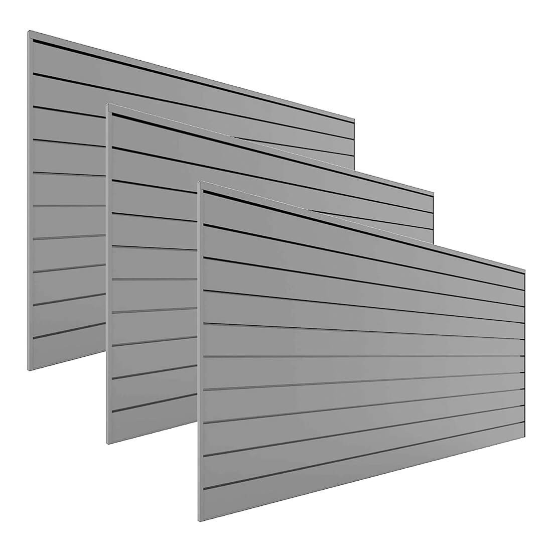 Proslat 8 ft. x 4 ft. PVC Slatwall (3-Pack Light Gray)
