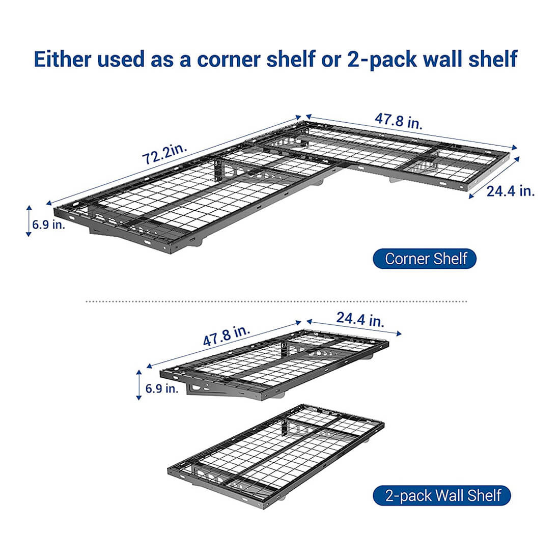 Fleximounts 2' X 4' Corner Wall Shelving (2-Pack) - Thumbnail 2
