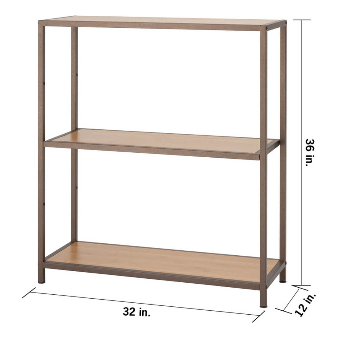 Trinity 32"W x 12"D x 36"H 3-Tier Bamboo Shelving (Bronze) - Thumbnail 5
