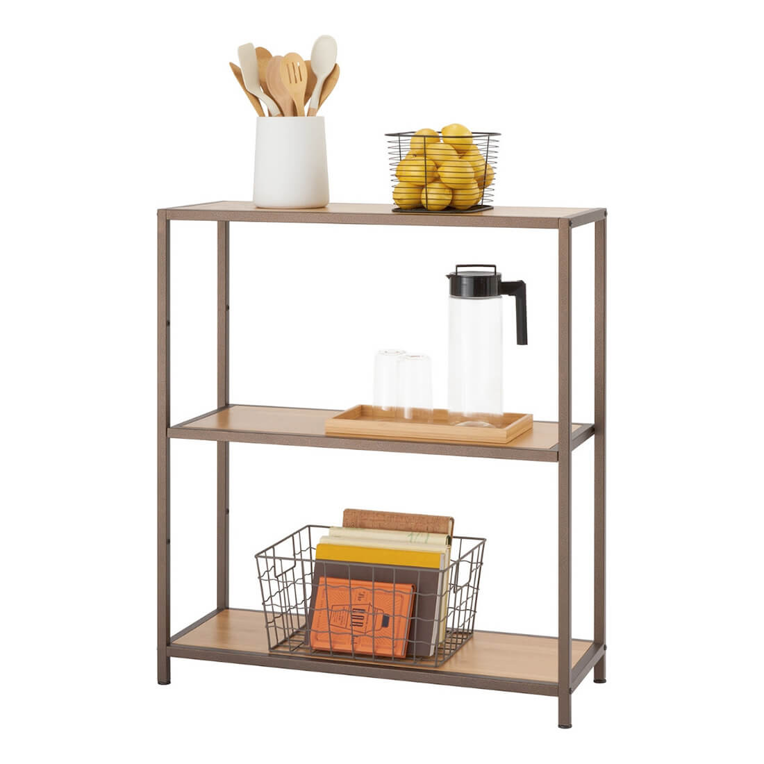Trinity 32"W x 12"D x 36"H 3-Tier Bamboo Shelving (Bronze) - Thumbnail 4