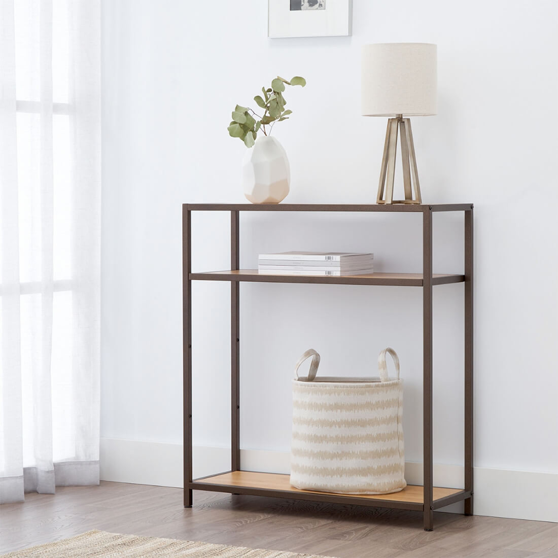 Trinity 32"W x 12"D x 36"H 3-Tier Bamboo Shelving (Bronze) - Thumbnail 2