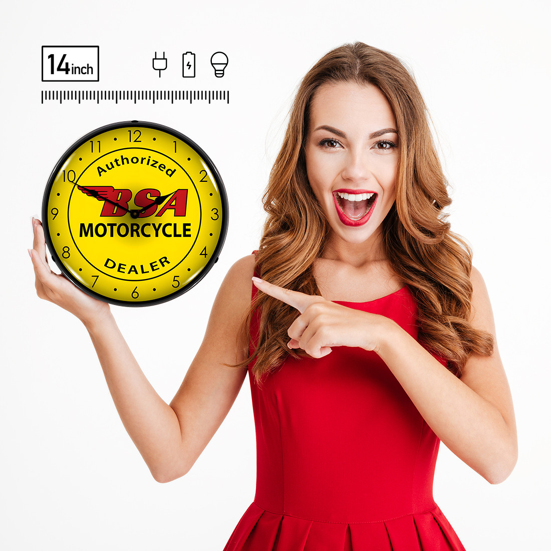 Collectable Sign and Clock BSA Motorcycle Backlit Wall Clock - Thumbnail 5