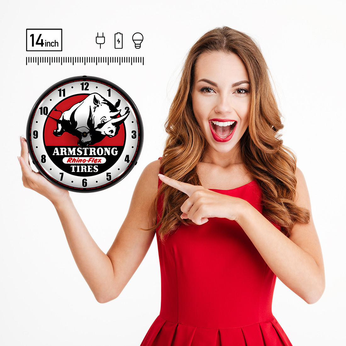 Collectable Sign and Clock Armstrong Tires Backlit Wall Clock - Thumbnail 4