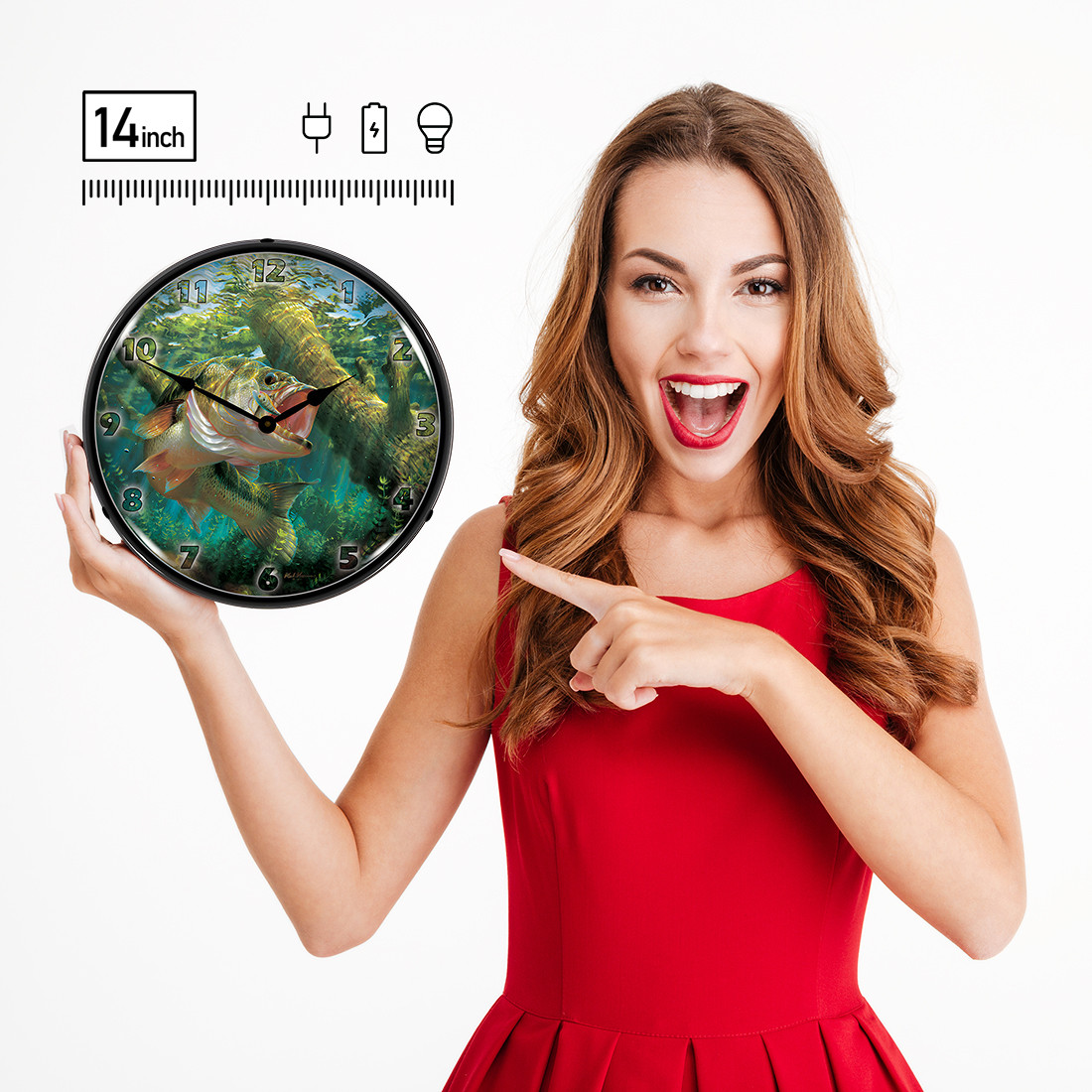 Collectable Sign and Clock Fishing the Wood Backlit Wall Clock - Thumbnail 5