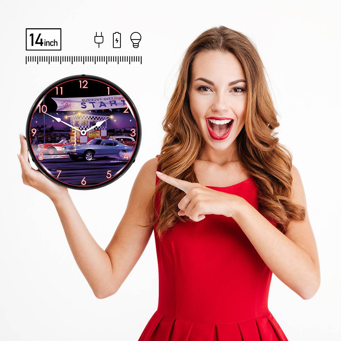 Collectable Sign and Clock Drag City Backlit Wall Clock - Thumbnail 5