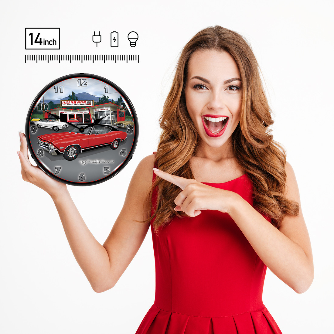 Collectable Sign and Clock 1968 SS Chevelle Backlit Wall Clock - Thumbnail 3