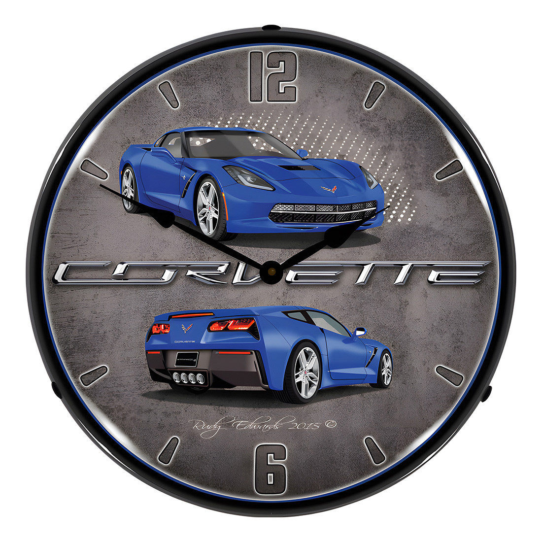 Collectable Sign and Clock C7 Corvette Laguna Blue Backlit Wall Clock